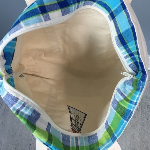 Lighthouse Nautical Themed Plaid Cotton Tote Bag - Picture 9 of 13